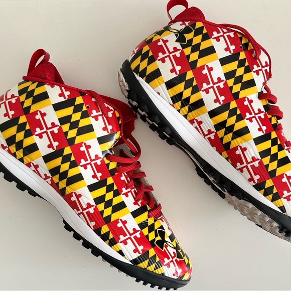 ❌SOLD🎁University of Maryland Football Team Issued MD Flag Turf Shoes  Size 12 - Picture 6 of 8